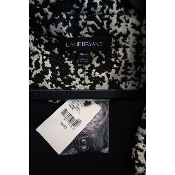 Lane Bryant Women's Sz 18/20 Black Metallic Asymmetric Long Jacket Blazer - Picture 4 of 11